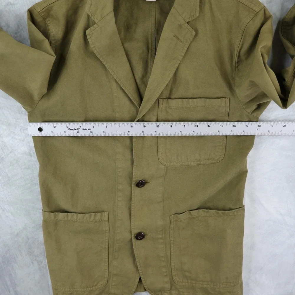 Wallace & Barnes Slim Fit Chore Blazer Mens 34S Olive Green Cotton Linen Jacket
